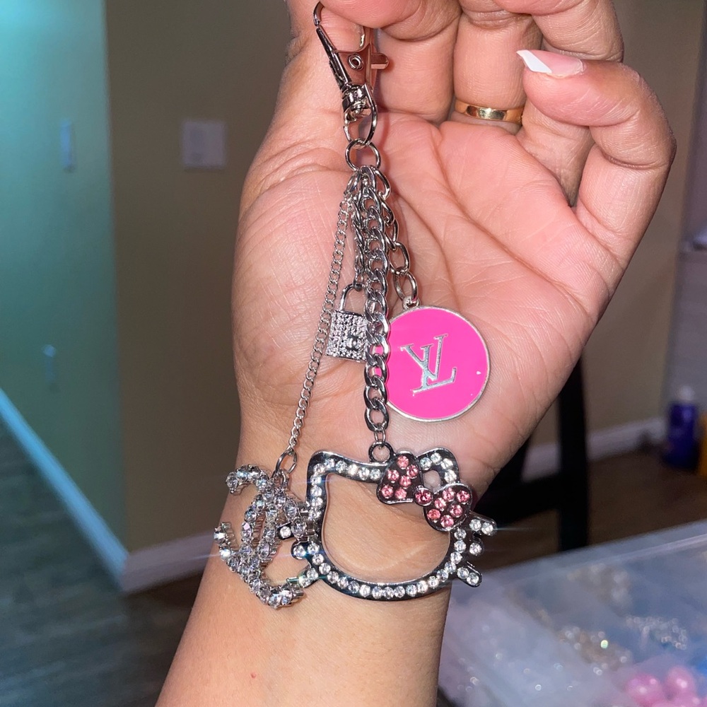 Pink and Silver Purse Charm Keychain